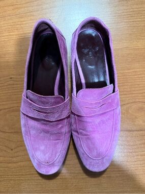 Bougeotte Pink Suede Penny Loafers